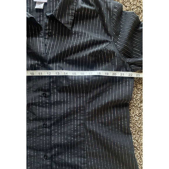 Jaclyn Smith Collared Shirt Womens XL Extra-Large Black Sparkle Stripes Blouse - Picture 9 of 13